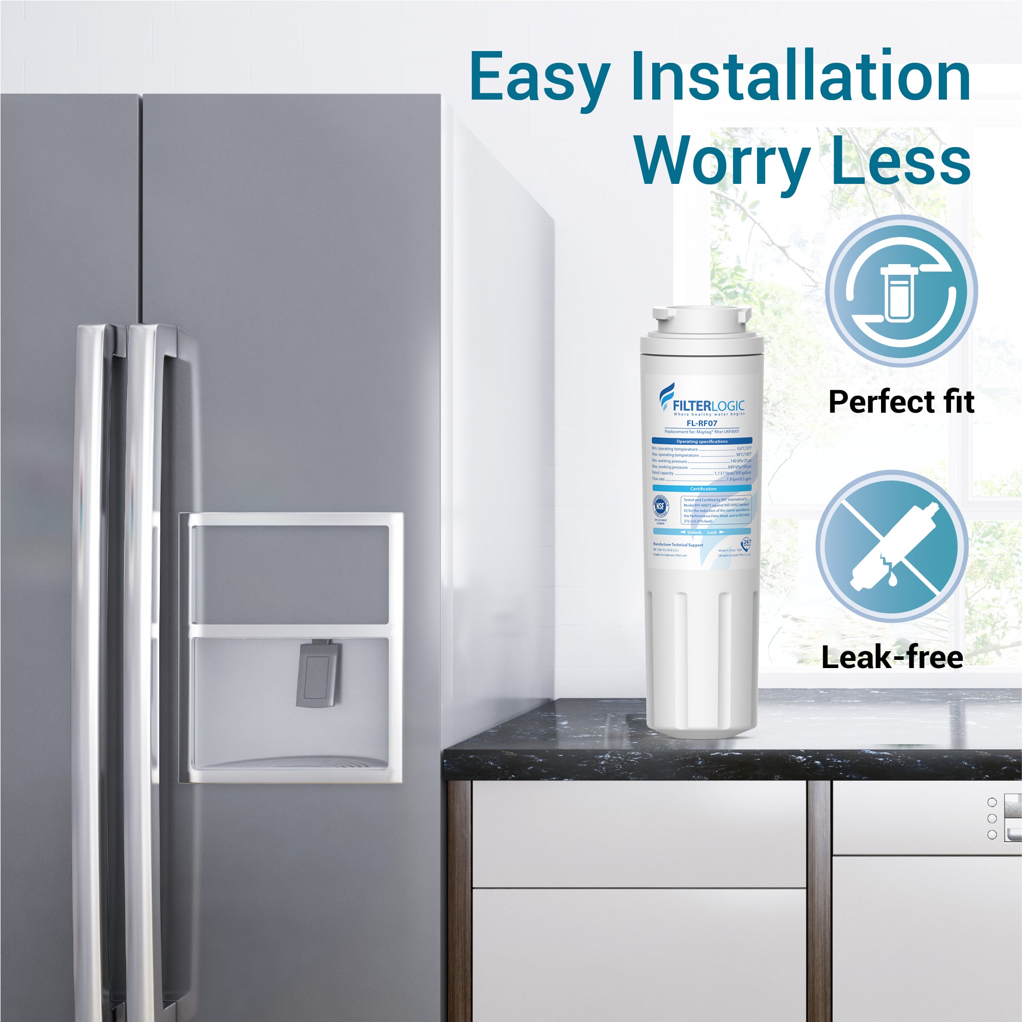 AQUACREST UKF8001 Filtro acqua Frigorifero, Compatibile con Maytag UKF8001, UKF8001AXX, UKF8001P, UKF9001, PuriClean II, Whirlpool 4396395, 469006, Sears/Kenmore 9006, 46-9006 (1 AQUACREST UKF8001 Filtro acqua Frigorifero, Compatibile con Maytag UKF8001, UKF8001AXX, UKF8001P, UKF9001, PuriClean II, Whirlpool 4396395, 469006, Sears/Kenmore 9006, 46-9006 (1