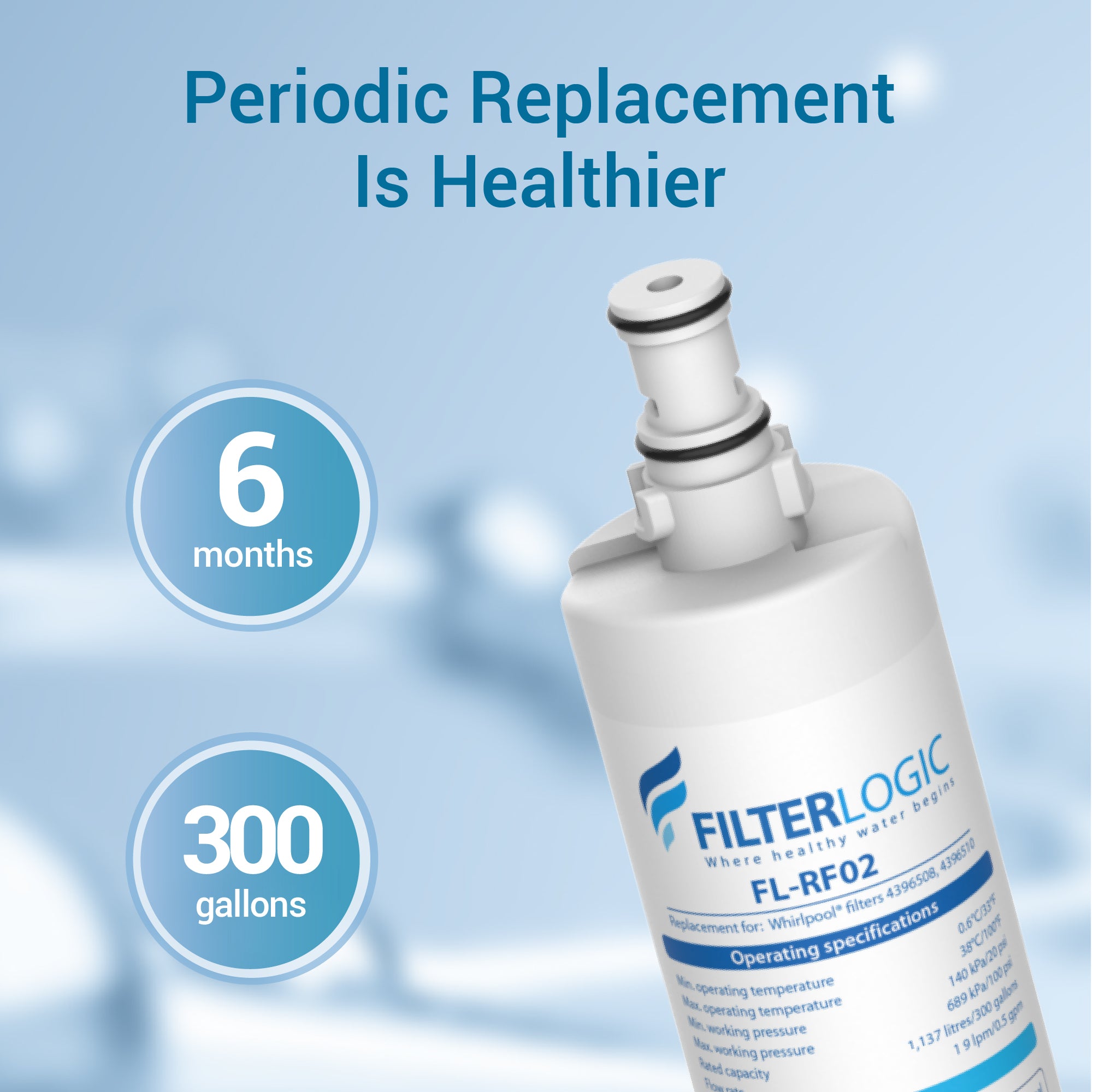 Filterlogic Replacement for Whirlpool® 4396508 4396510 Refrigerator Wa