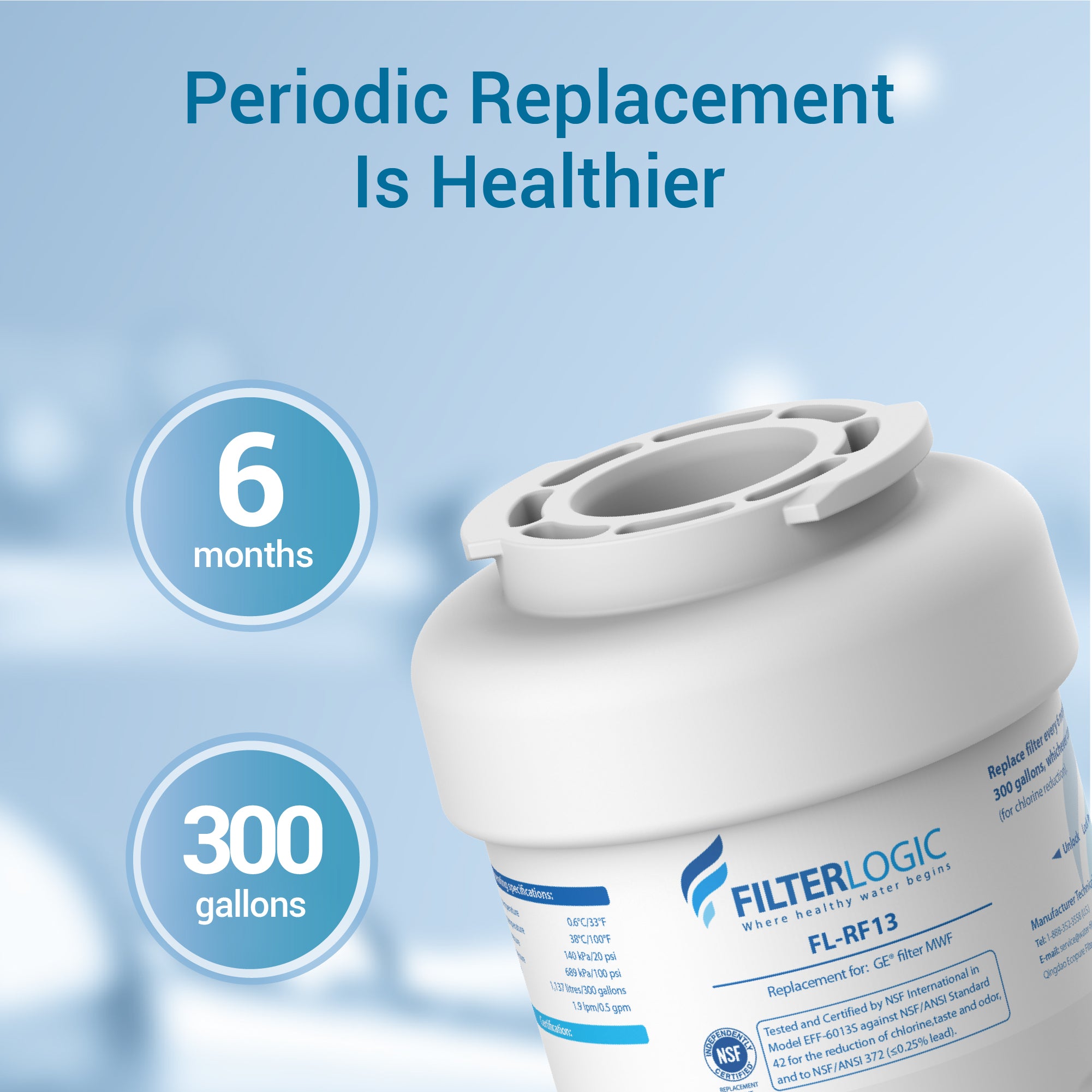 Filterlogic Replacement for GE® MWF Refrigerator Water Filter