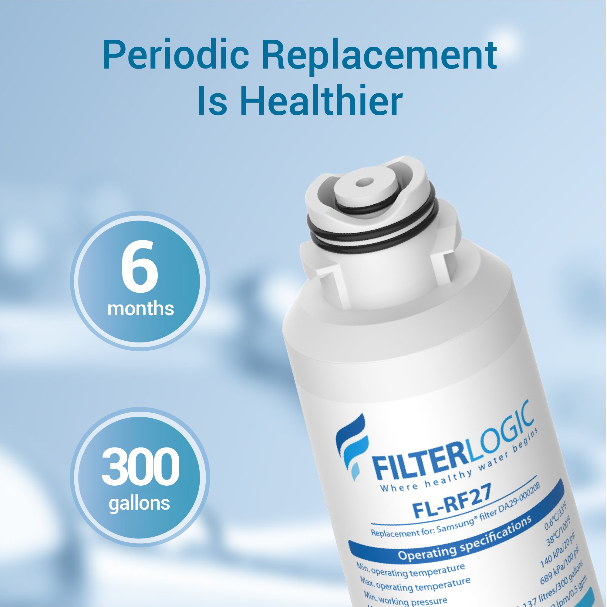 Filterlogic Replacement for Samsung DA29-00020B Refrigerator Filter